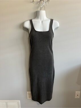 Forever 21 Size M Gray Ribbed Knit Tank Bodycon Sleeveless Midi Dress